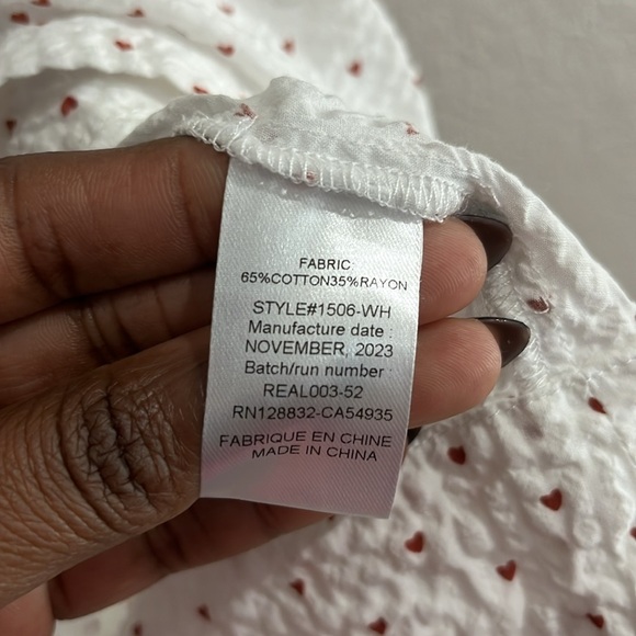 Mini P Girls Youth White Red Hearts Ruffle Collar Short Sleeved Sz 7Y Classic - Picture 4 of 10